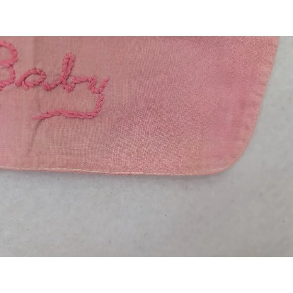 Vintage Baby Bib Pink Bunny Rabbit - Flaws